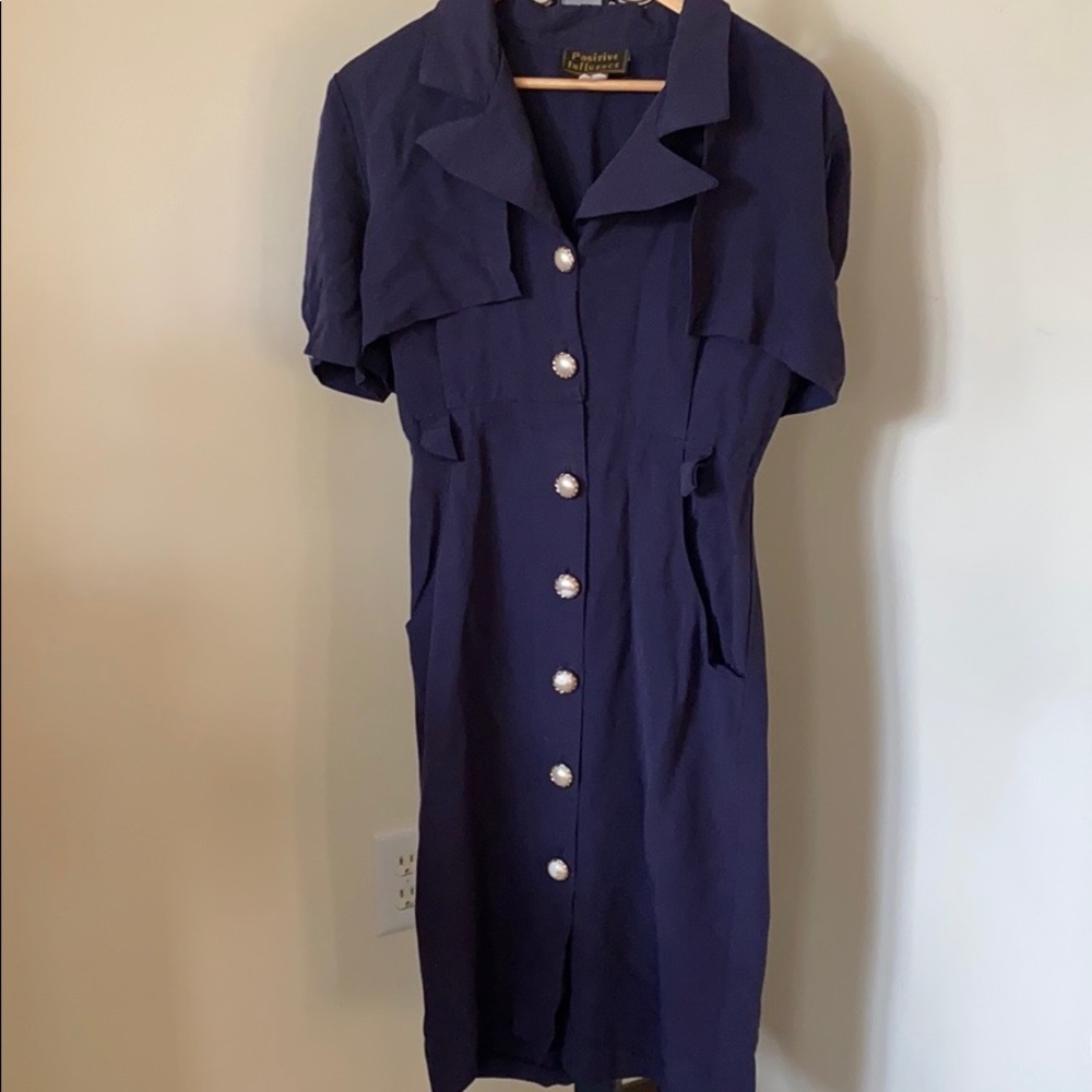 Vintage Positive Influene Blue Midi Dress